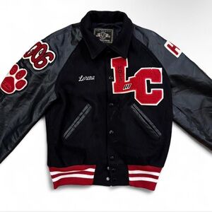American Vintage Black and Red Varsity Jacket